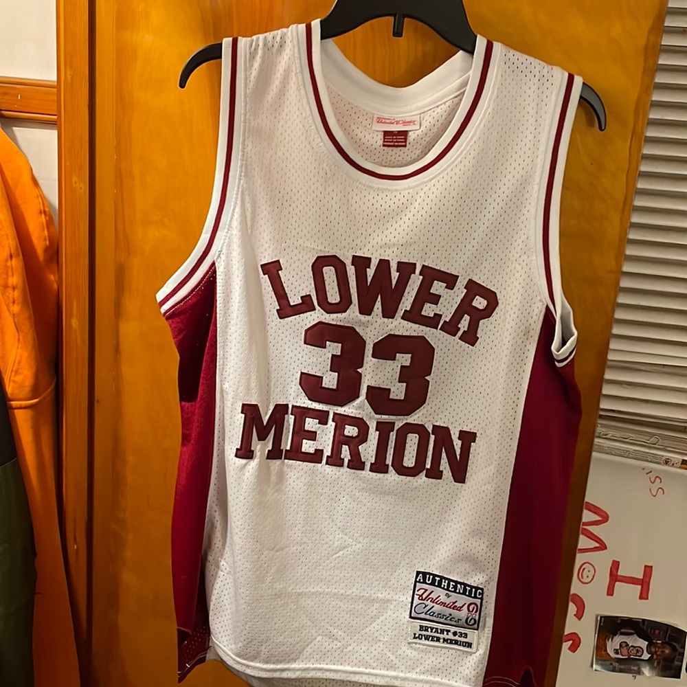 White and Burgundy Kobe Bryant “Lower Merion” high school jersey